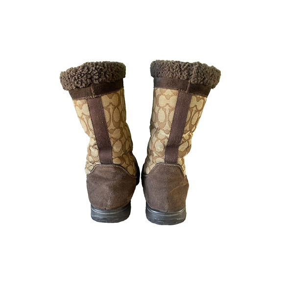Coach Boots Womens Size 6.5 Sherman Chestnut Brown Mid Calf Winter Snow Shoes - Picture 4 of 13